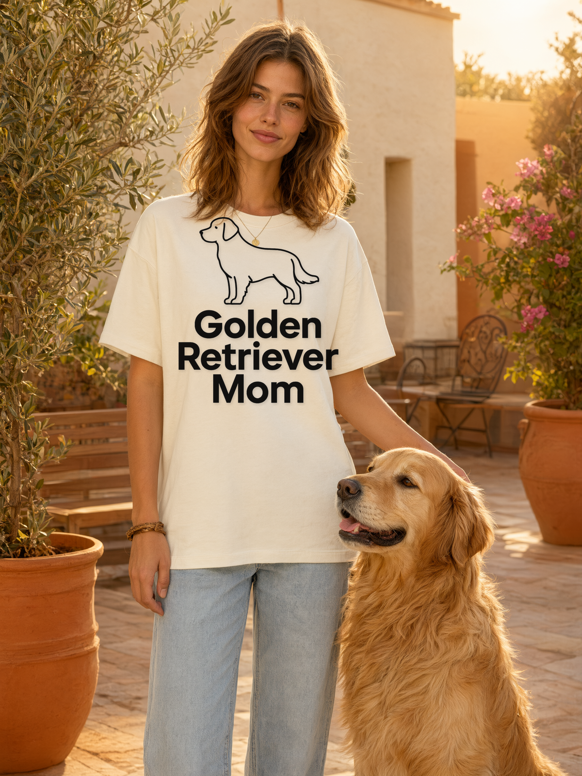 golden-retriever-mom-tee mockup lifestyle