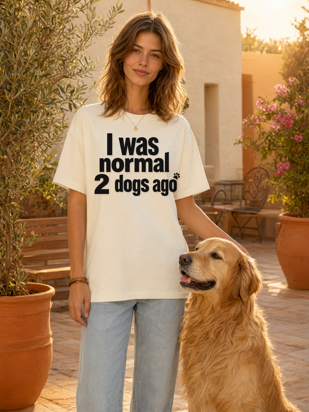 dog-dad-i-was-normal-tee mockup lifestyle